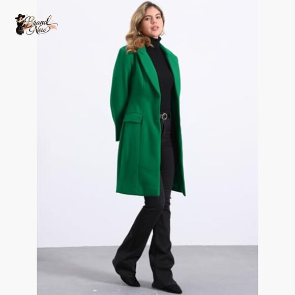 100% Polyester Notch Lapel Pea Coat Overcoat for Women - Picture 4 of 5